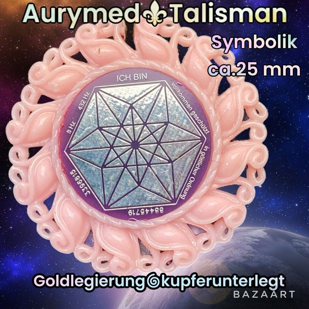 Amulett – Resin Harz Art – Vector Equilibrium – 25 mm / zinnlegiert – Produktansicht 1