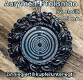 Amulett – Resin Harz Art, Lakhovsky MWO, Disc in schwarz 25 mm, zinnlegiert, kupferunterlegt – Produktansicht 1