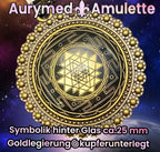 Amulett – Sri Yantra als nachtschwarzer 25 mm – Sri Yantra – 25 mm / goldlegiert / Fassung bronzefarben – Produktansicht 1