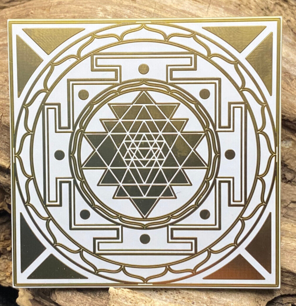 57 mm Disc 2er-Set – Sri Yantra & Merkaba – goldlegiert – Bild 2