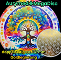 147 mm Disc – Blume des Lebens+ den Baum der Chakren, doppelseitig, 1 seitig goldlegiert, kupferunterlegt – Produktansicht 1