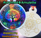 Amulett – Disc Baum des Lebens in – Metatron – 50 mm / goldlegiert / regenbogenfarben – Produktansicht 1