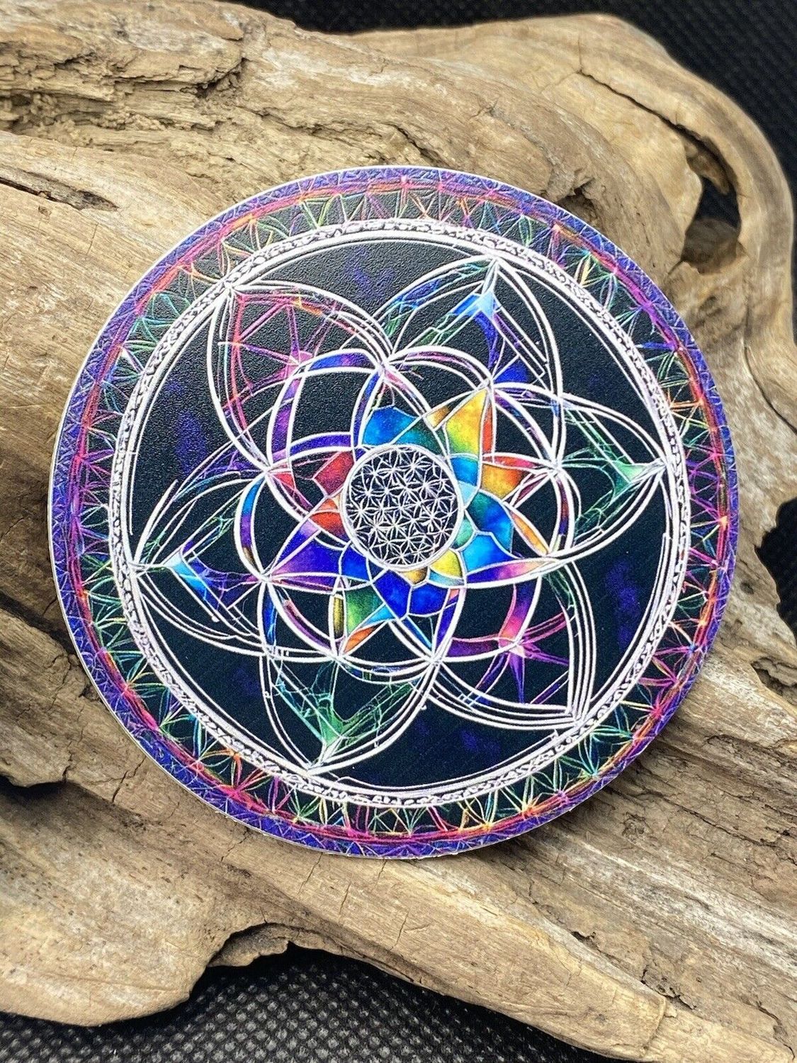 67 mm Disc – Bifilar / Fermat + Blume des Lebens + Lotus – goldlegiert – Produktansicht 1