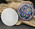 67 mm Disc – Bifilar / Fermat + Blume des Lebens + Lotus – goldlegiert – Produktansicht 1