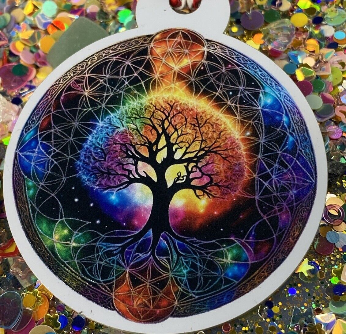 Amulett – Disc Baum des Lebens in – Metatron – 50 mm / goldlegiert / regenbogenfarben – Produktansicht 1