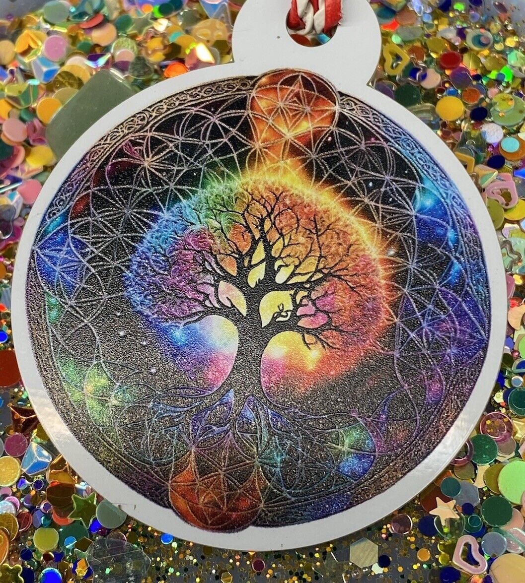 Amulett – Disc Baum des Lebens in – Metatron – 50 mm / goldlegiert / regenbogenfarben – Produktansicht 1