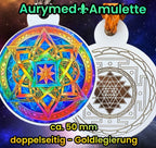 Amulett – Sri Yantra+ regenbogen Farbenden Lotus, doppelseitig, 1 Seite goldlegiert, kupferunterlegt – Produktansicht 1