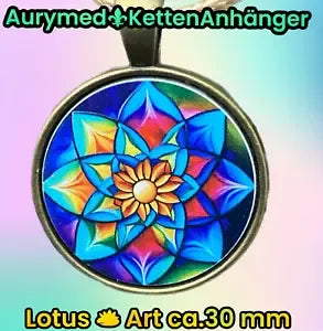 Amulett – Lotus – 25 mm / goldlegiert / bunt – Produktansicht 1