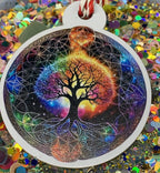 Amulett – Disc Baum des Lebens in – Metatron – 50 mm / goldlegiert / regenbogenfarben – Produktansicht 1