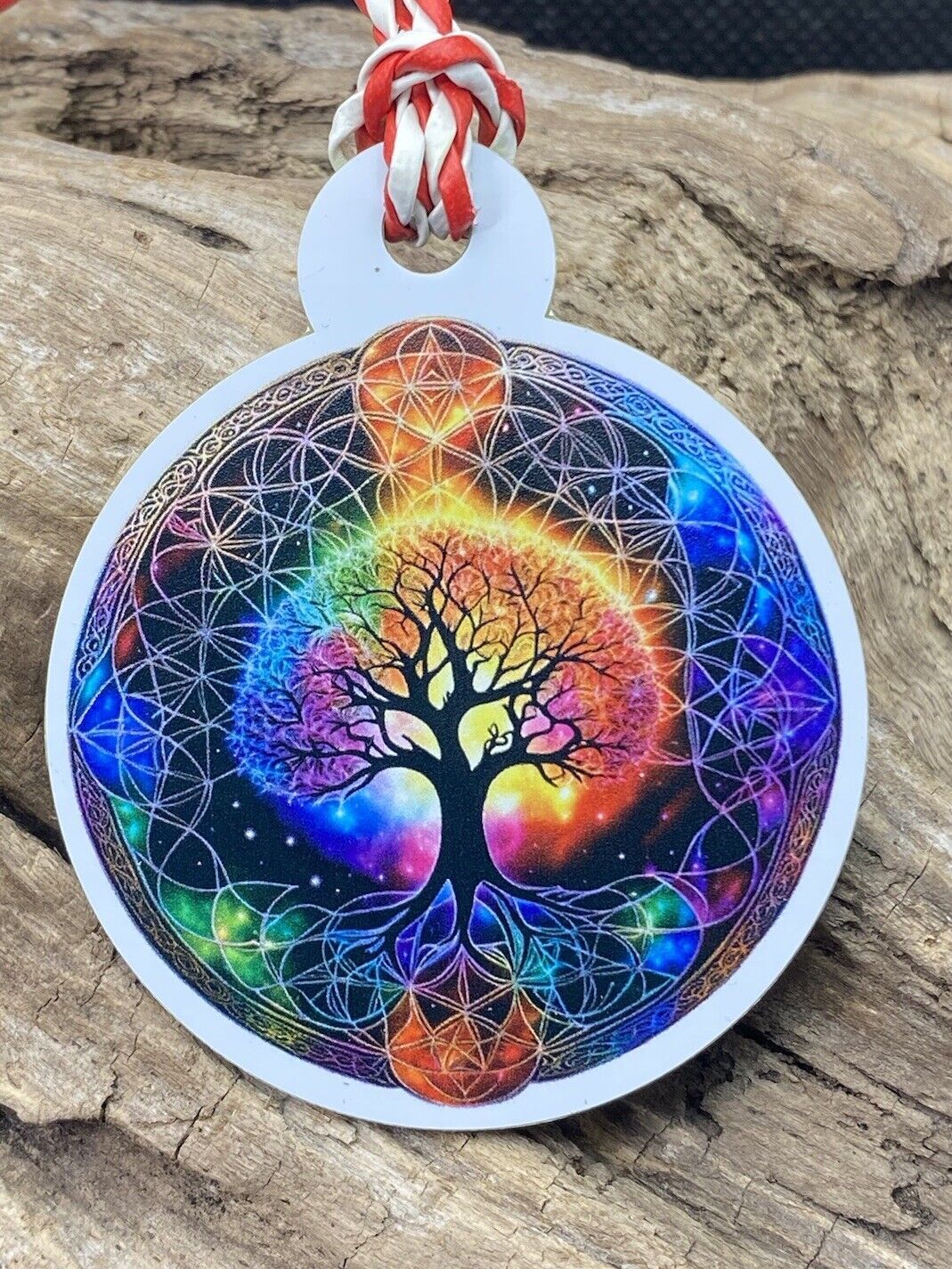 Amulett – Disc Baum des Lebens in – Metatron – 50 mm / goldlegiert / regenbogenfarben – Produktansicht 1