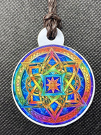 Amulett – Sri Yantra+ regenbogen Farbenden Lotus, doppelseitig, 1 Seite goldlegiert, kupferunterlegt – Produktansicht 1