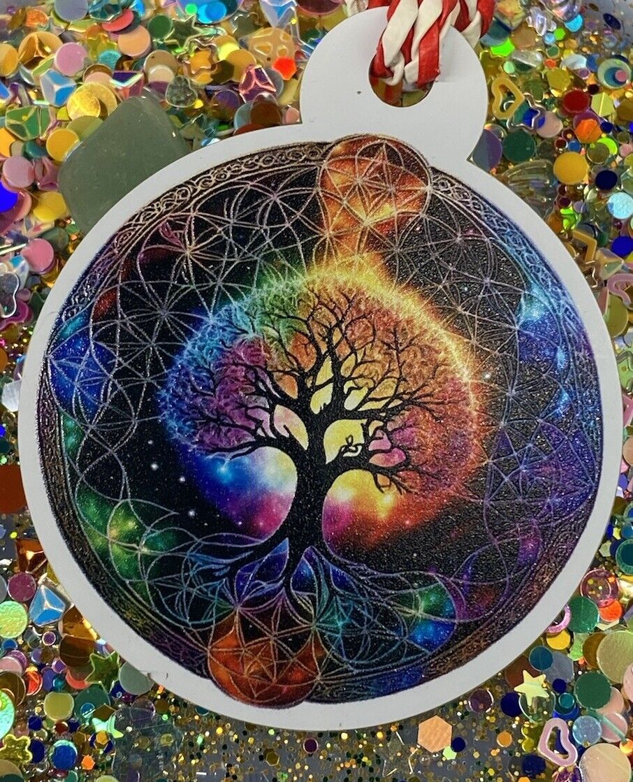 Amulett – Disc Baum des Lebens in – Metatron – 50 mm / goldlegiert / regenbogenfarben – Produktansicht 1
