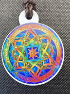 Amulett – Sri Yantra+ regenbogen Farbenden Lotus, doppelseitig, 1 Seite goldlegiert, kupferunterlegt – Produktansicht 1