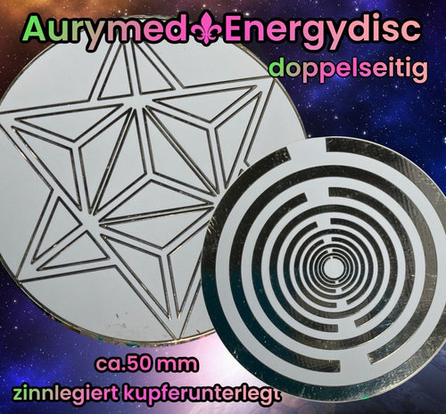 50 mm Disc – Lakhovsky MWO + Merkaba – zinnlegiert / weiß – Produktansicht 1