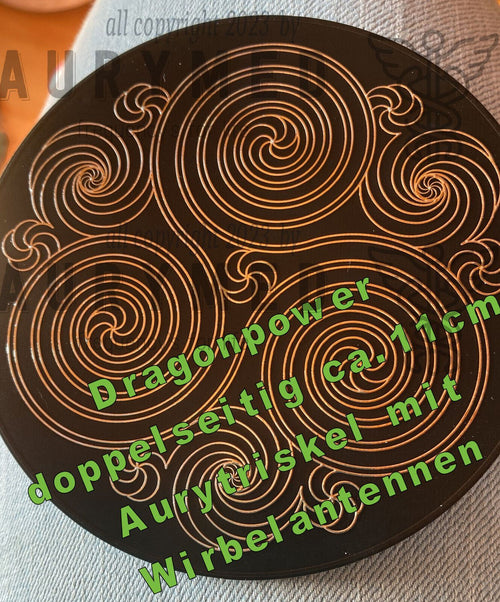 110 mm Disc – Chinesischer Drache & platonische Körper – zinnlegiert – nachtschwarz – Galerie