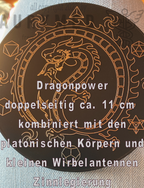 110 mm Disc – chinesischer Drache Dragon mit den platonischen Körpern – zinnlegiert / nachtschwarz / schwarz – Produktansicht