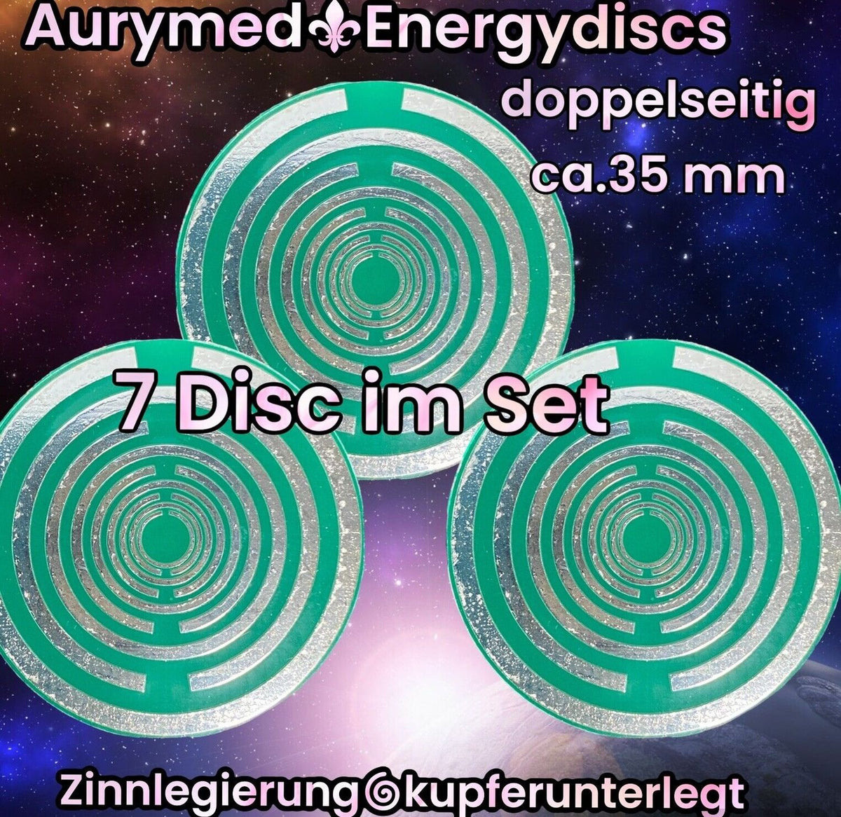 35 mm Disc 7er-Set – Lakhovsky MWO – zinnlegiert / waldgrün / grün – Produktansicht 1