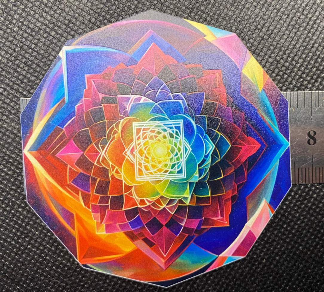 73 mm Disc 2er-Set – Blume des Lebens & Lotus – goldlegiert – bunt – Bild 8