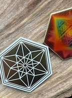 28 mm Mini Coins – Vector Equilibrium & Sri Yantra – 6-Eck – Stückzahl wählbar