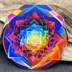 73 mm Disc 2er-Set – Blume des Lebens & Lotus – goldlegiert – bunt – Bild 3