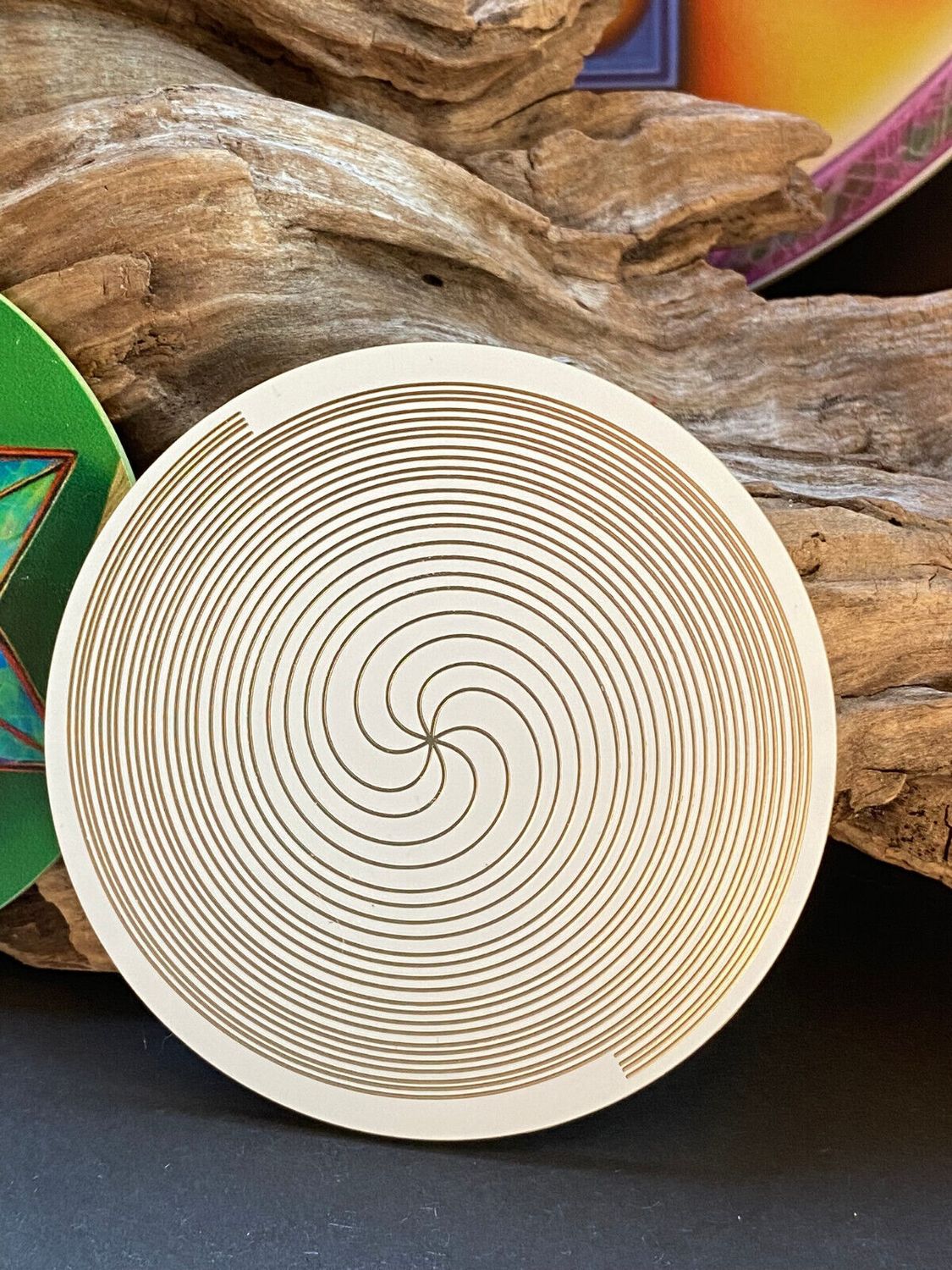 75 mm Disc 2er-Set – Bifilar Fermat & Merkaba – goldlegiert – grün – Bild 7