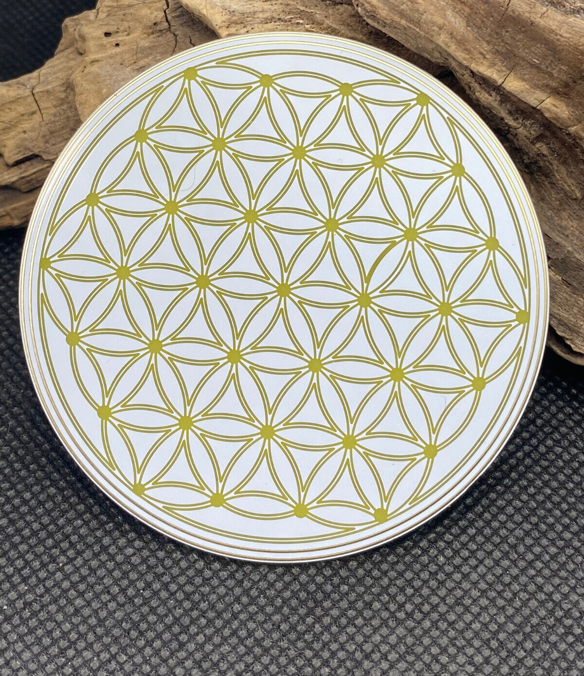 70 mm Disc 2er-Set – Blume des Lebens – goldlegiert – bunt – Bild 2