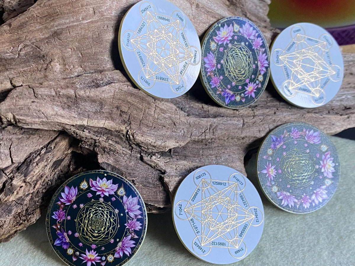 37 mm Disc 6er-Set – Metatron + Sri Yantra – goldlegiert – Produktansicht 4