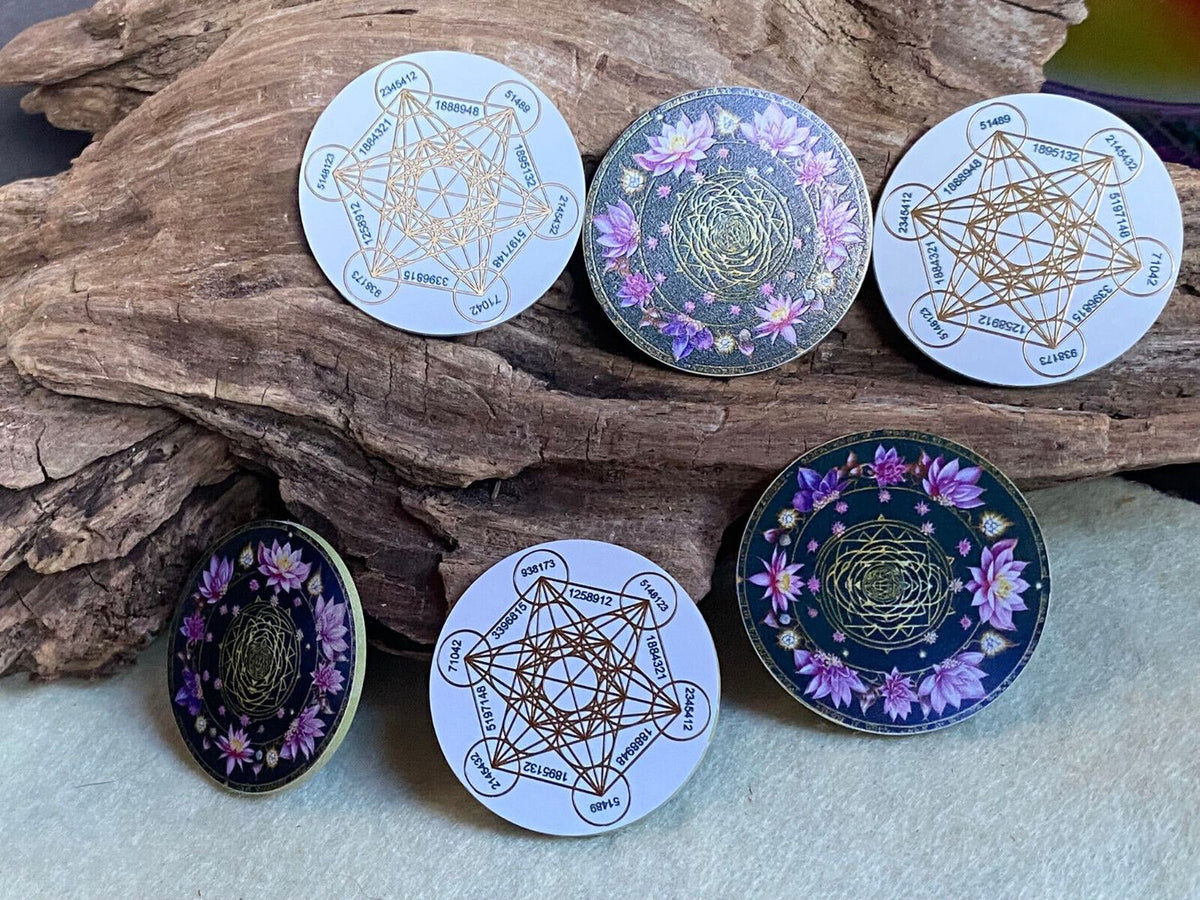 37 mm Disc 6er-Set – Metatron + Sri Yantra – goldlegiert – Produktansicht 7