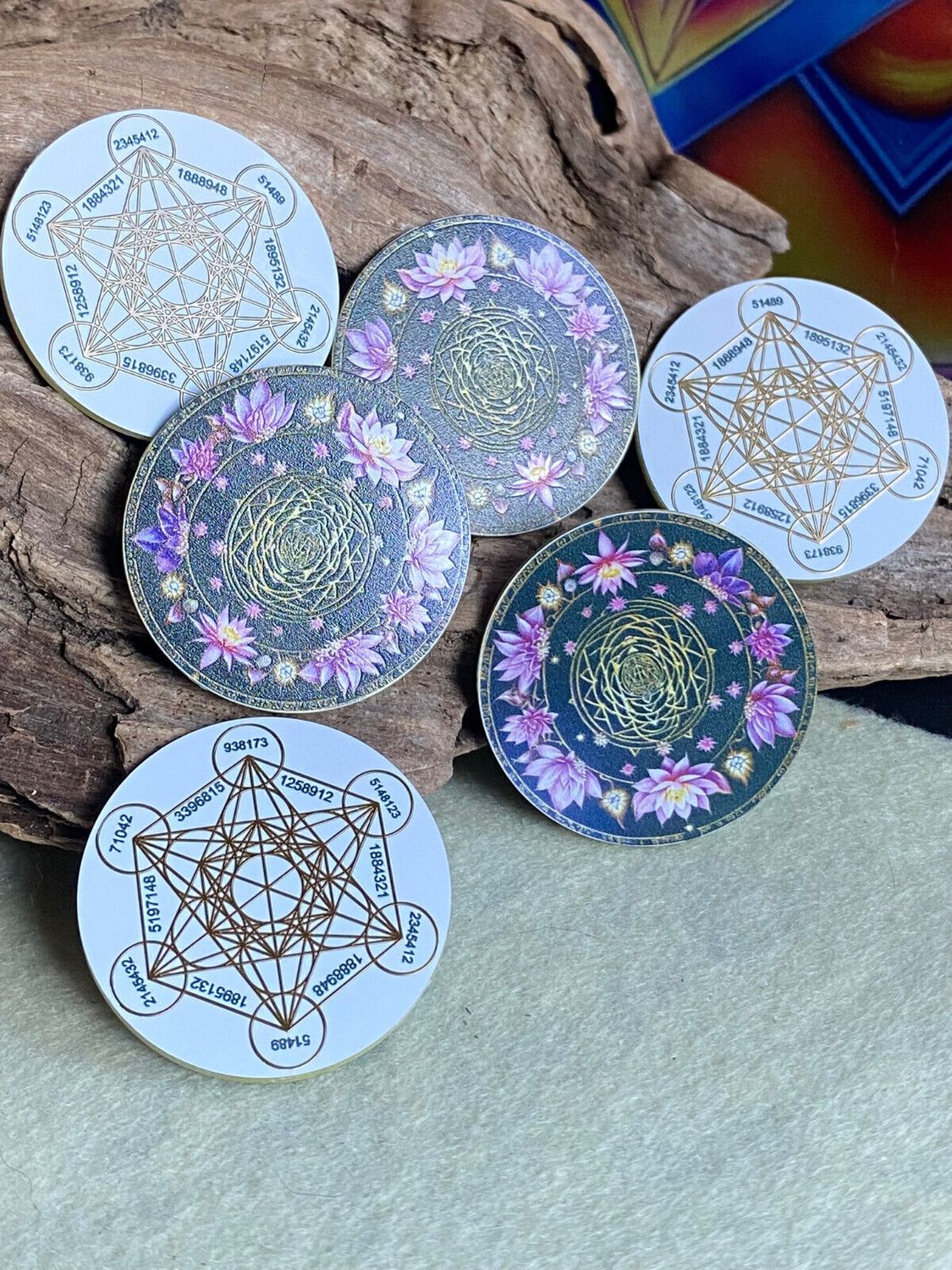 37 mm Disc 6er-Set – Metatron + Sri Yantra – goldlegiert – Produktansicht 12