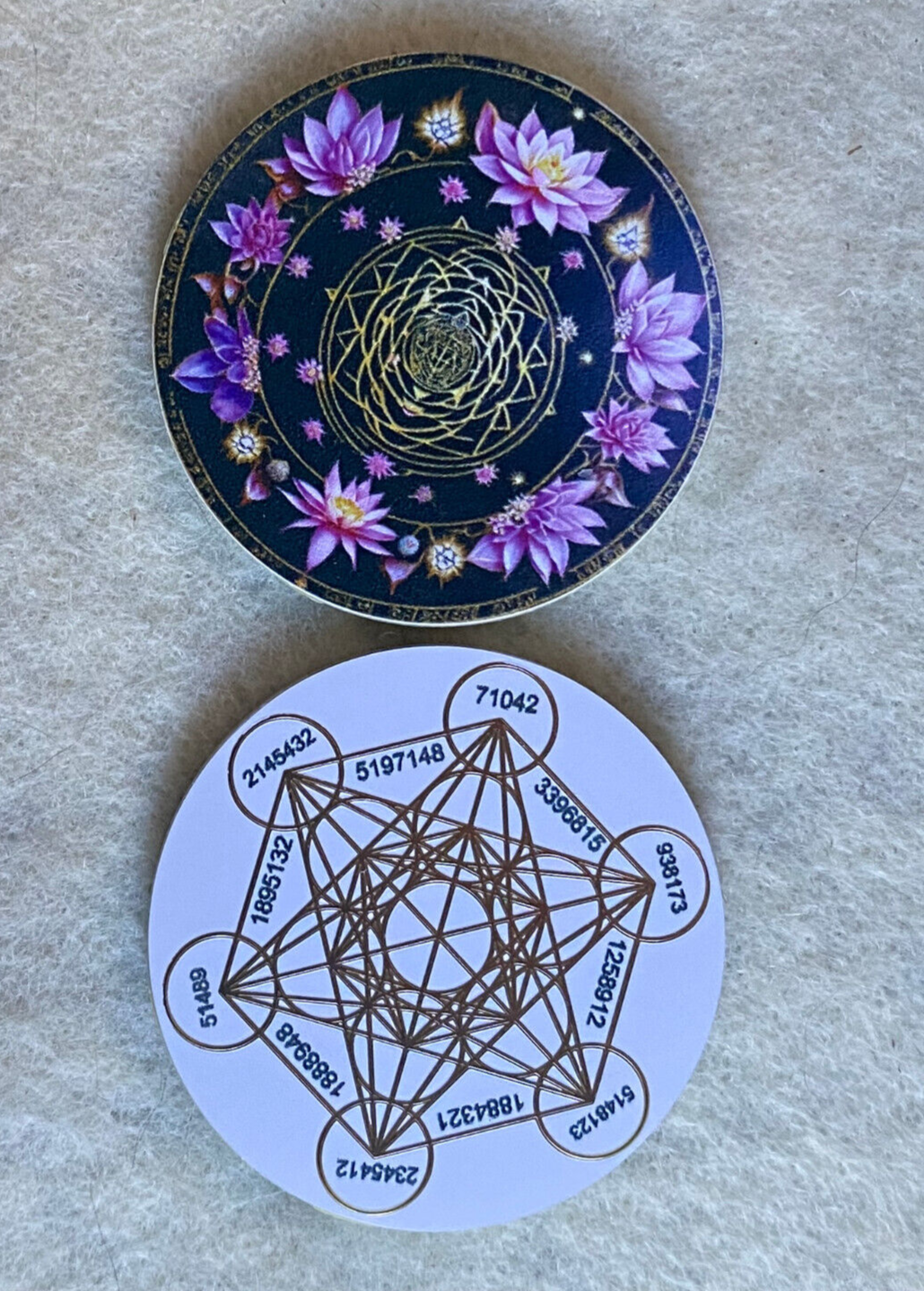 37 mm Discs – Metatron, Sri Yantra & Lotus – Sparset