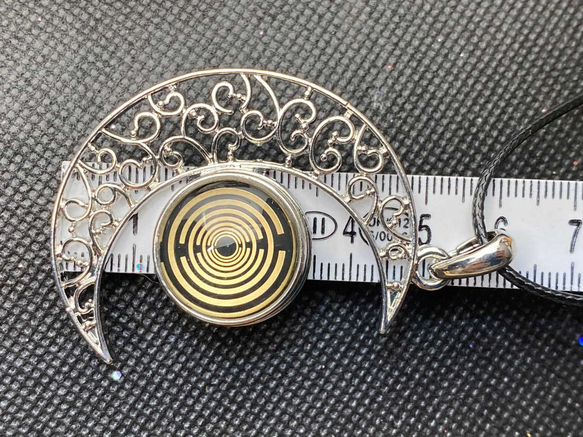 Amulett – Mond mit Wechseldruckknopf mit – Lakhovsky MWO – 18 mm / goldlegiert / schwarz – Produktansicht 1