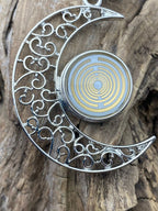 Amulett – Mond mit Wechseldruckknopf mit – Lakhovsky MWO – 18 mm / goldlegiert / schwarz – Produktansicht 1