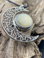 Amulett – Mond mit Wechseldruckknopf mit – Lakhovsky MWO – 18 mm / goldlegiert / schwarz – Produktansicht 1