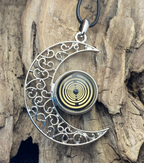 Amulett – Mond mit Wechseldruckknopf mit – Lakhovsky MWO – 18 mm / goldlegiert / schwarz – Produktansicht 1