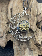 Amulett – Mond mit Wechseldruckknopf mit – Lakhovsky MWO – 18 mm / goldlegiert / schwarz – Produktansicht 1