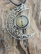 Amulett – Mond mit Wechseldruckknopf mit – Lakhovsky MWO – 18 mm / goldlegiert / schwarz – Produktansicht 1