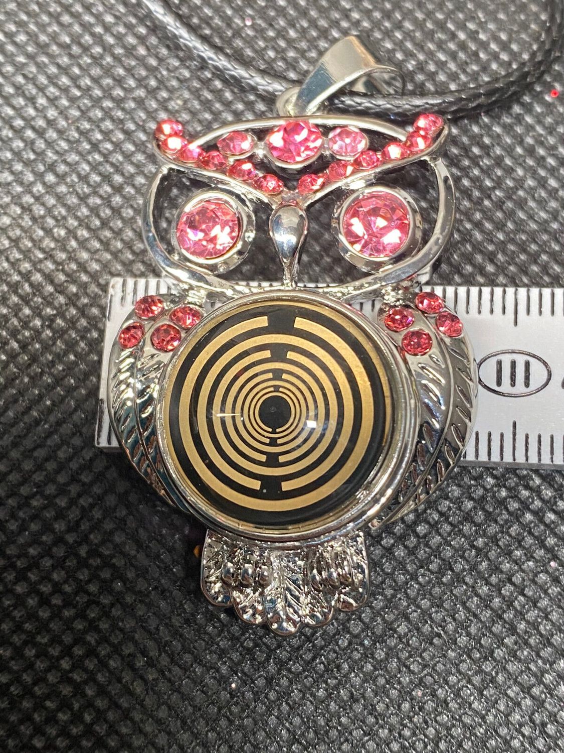 Amulett 2er-Set – Eule mit 2 Stück Wechseldruckknopf – goldlegiert / schwarz – Produktansicht 1