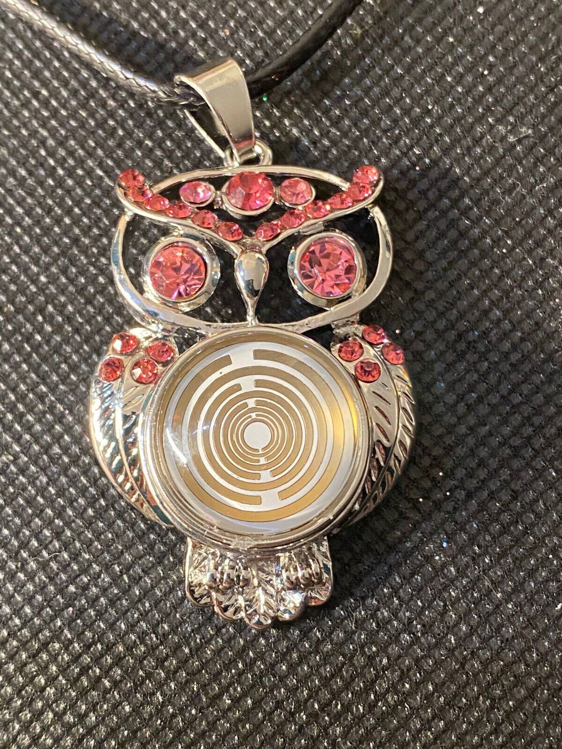 Amulett 2er-Set – Eule mit 2 Stück Wechseldruckknopf – goldlegiert / schwarz – Produktansicht 1