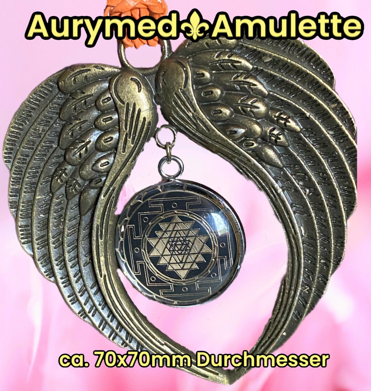 Amulett – Sri Yantra – 25 mm / goldlegiert / schwarz – Produktansicht 1