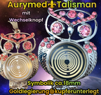 Amulett 2er-Set – Eule mit 2 Stück Wechseldruckknopf – goldlegiert / schwarz – Produktansicht 1