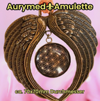 Amulett – Blume des Lebens – 25 mm / goldlegiert / schwarz – Produktansicht 1