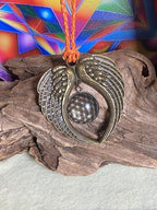 Amulett – Blume des Lebens – 25 mm / goldlegiert / schwarz – Produktansicht 1
