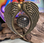Amulett – Blume des Lebens – 25 mm / goldlegiert / schwarz – Produktansicht 1