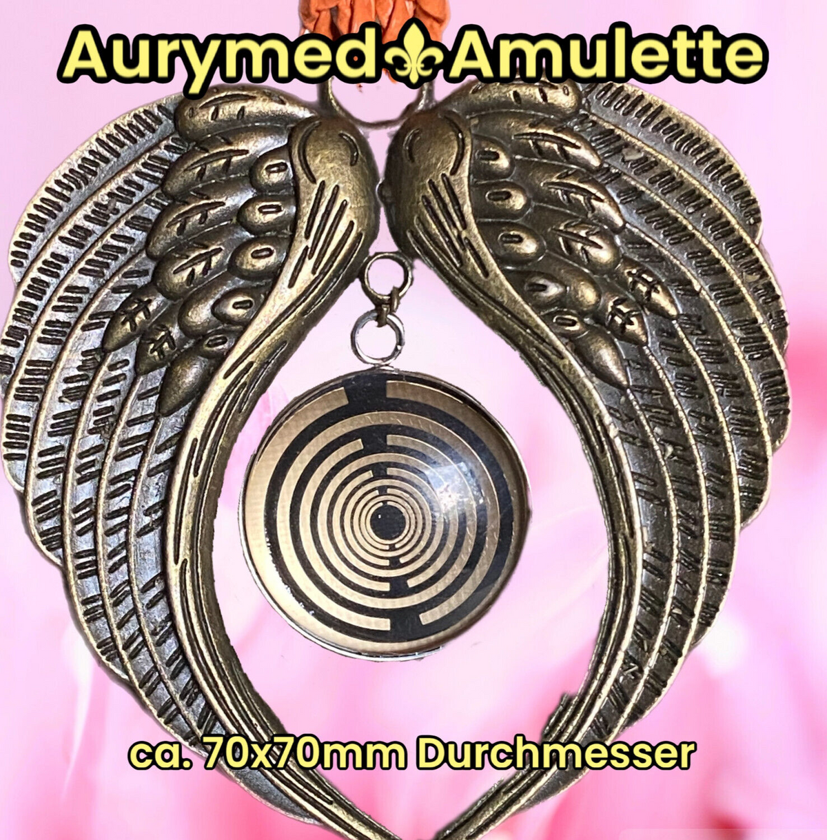 Amulett – Lakhovsky MWO – 25 mm / goldlegiert / schwarz – Produktansicht 1