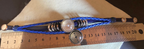 Armband-mehrsträngig, blau,mit 2x Wechseldruckknopf,Symbol Lakhovsky MWO Schwingkreis Oszillator Antenne (stromlos), Wechsel Disc ca. 18 mm hinter Glas,