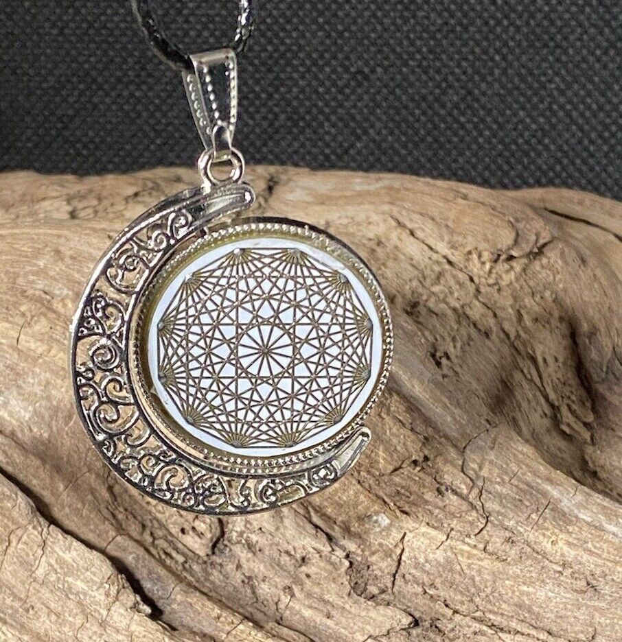 Amulett 2er-Set – Dreh – /Wende – Medaillon Mond – Lakhovsky MWO + Dodecagram – 25 mm / zinnlegiert – Produktansicht 1