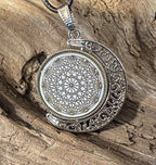 Amulett 2er-Set – Dreh – /Wende – Medaillon Mond – Lakhovsky MWO + Dodecagram – 25 mm / zinnlegiert – Produktansicht 1