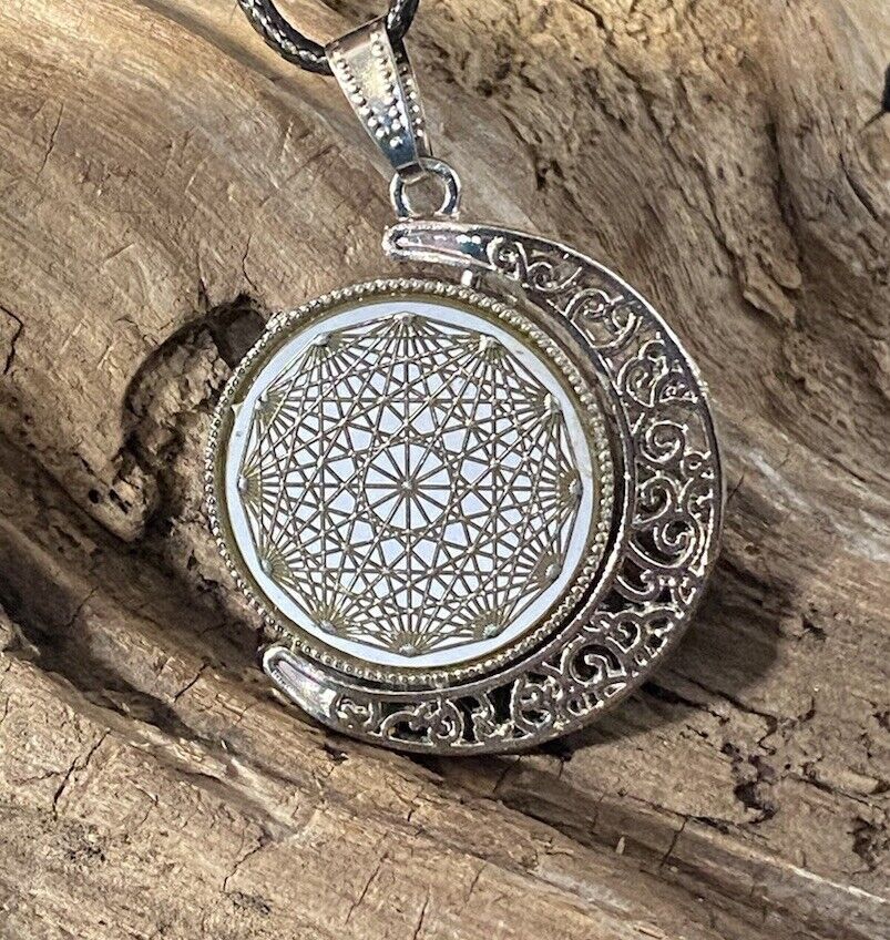 Amulett 2er-Set – Dreh – /Wende – Medaillon Mond – Lakhovsky MWO + Dodecagram – 25 mm / zinnlegiert – Produktansicht 1