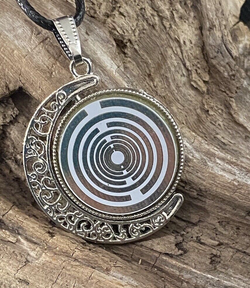 Amulett 2er-Set – Dreh – /Wende – Medaillon Mond – Lakhovsky MWO + Dodecagram – 25 mm / zinnlegiert – Produktansicht 1