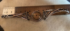 Armband-silberfarbend,Wechseldruckknopf,Symbol Lakhovsky MWO Schwingkreis Oszillator Antenne (stromlos), weiße+schwarze Disc gold legiert + Kupfer unterlegt ca. 18 mm hinter Glas,Magnetverschluss